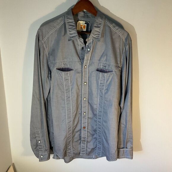 Men’s Hugo Orange Hugo Boss Snap Up Shirt, XL. Grey - Picture 11 of 16